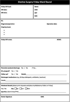 Improving weekend handover in a teaching hospital elective general surgery department
